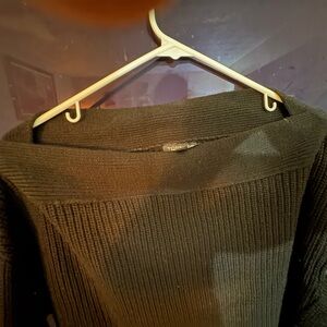 Topshop Black Ribbed Off-Shoulder Knit Sweater